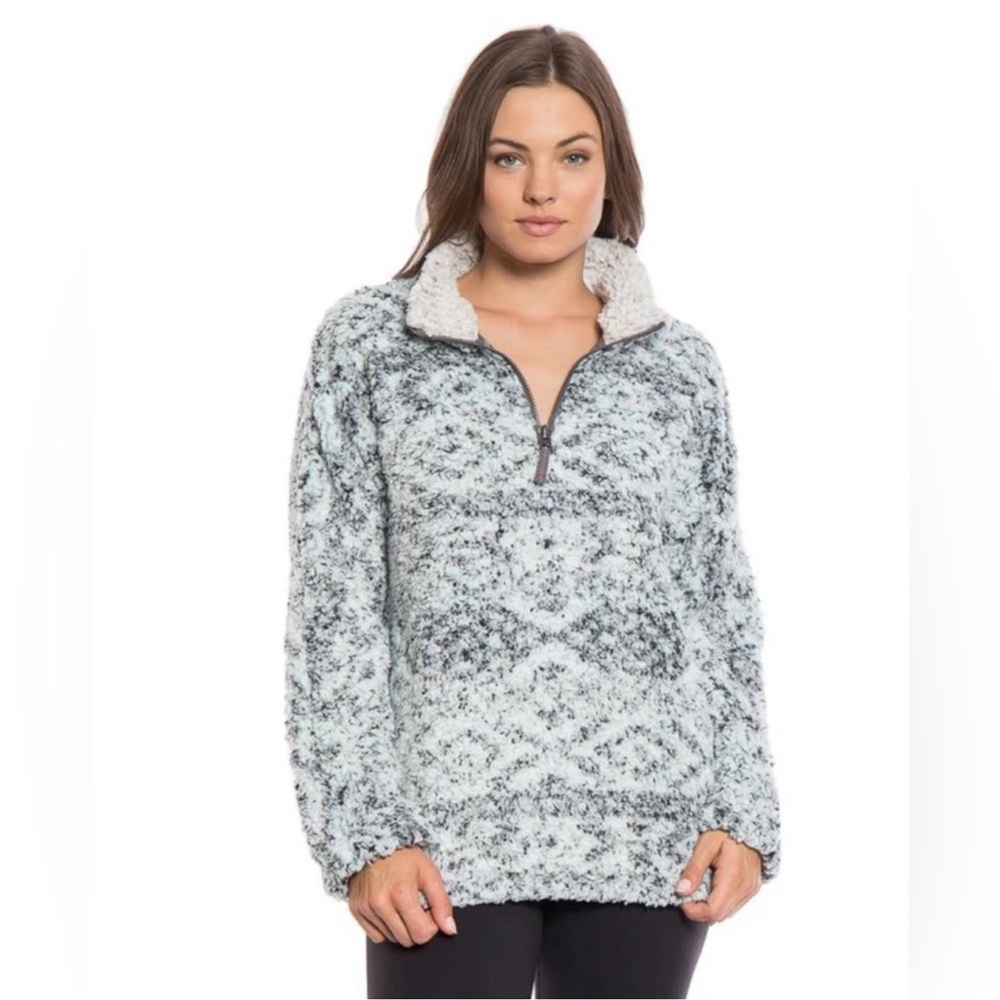 TRUE GRIT frosty tipped tribal Sherpa quarter zip fleece pullover Women’s Small